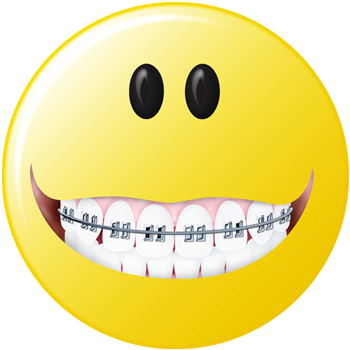 Yellow Smiley Face wearing braces.